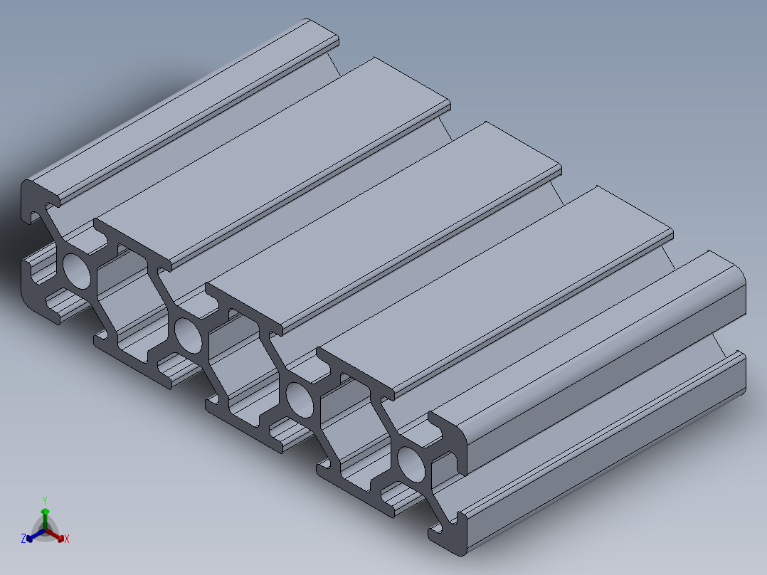 2080铝挤压型材正等轴测图