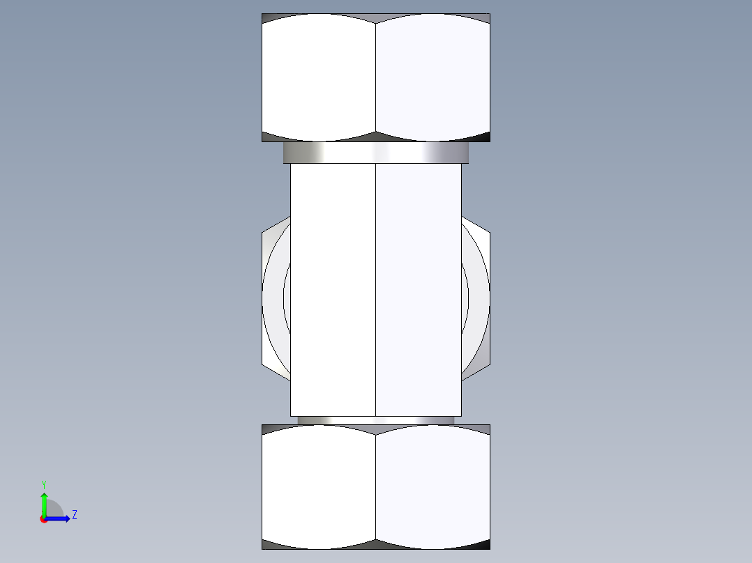卡套式工业通用硬管接头EO_Swivel_nut_run_tee_EL18ZL71左视图