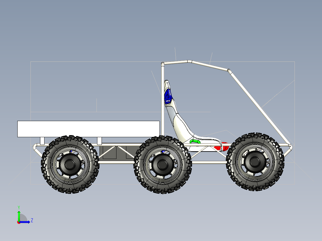 B3003429-6轮驱动越野车钢管车左视图
