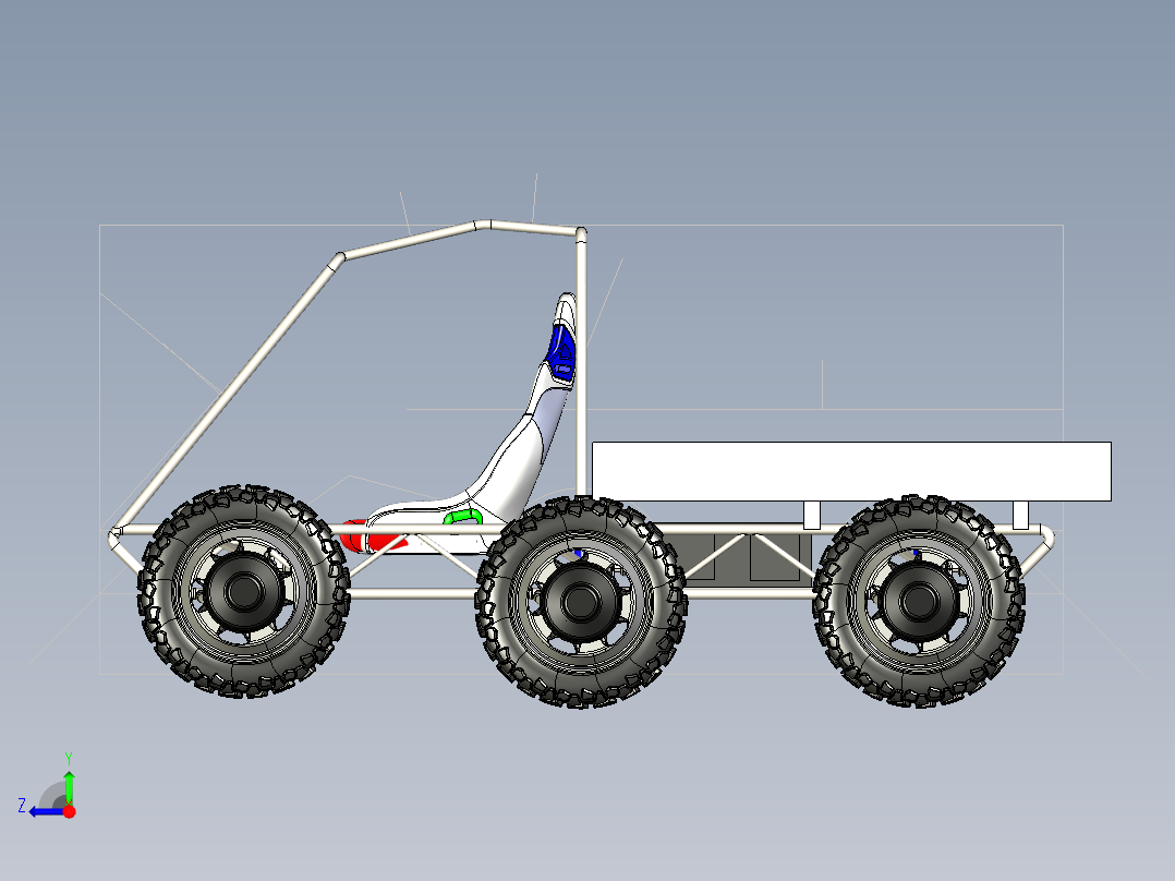 B3003429-6轮驱动越野车钢管车右视图