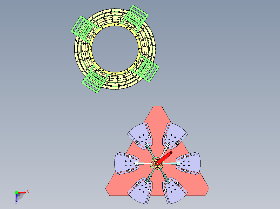 轮胎成型鼓胶囊撑器俯视图