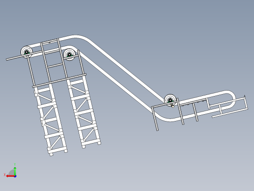 波状挡边带式输送机solidworks三维模型后视缩略图