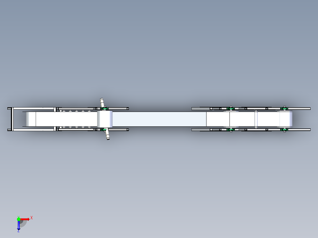 波状挡边带式输送机solidworks三维模型俯视图