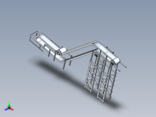 波状挡边带式输送机solidworks三维模型正等轴测缩略图