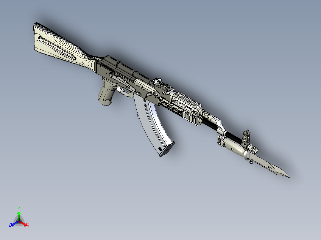 手枪左轮冲锋枪老式狙击步枪设计3D图纸ak-and-akm-workshop-plan STP IGS X_T正等轴测图
