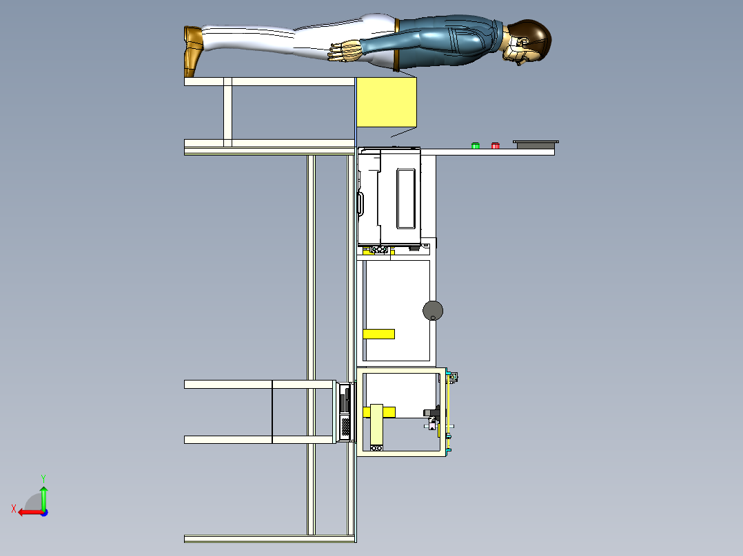 半自动人工装箱设备后视图
