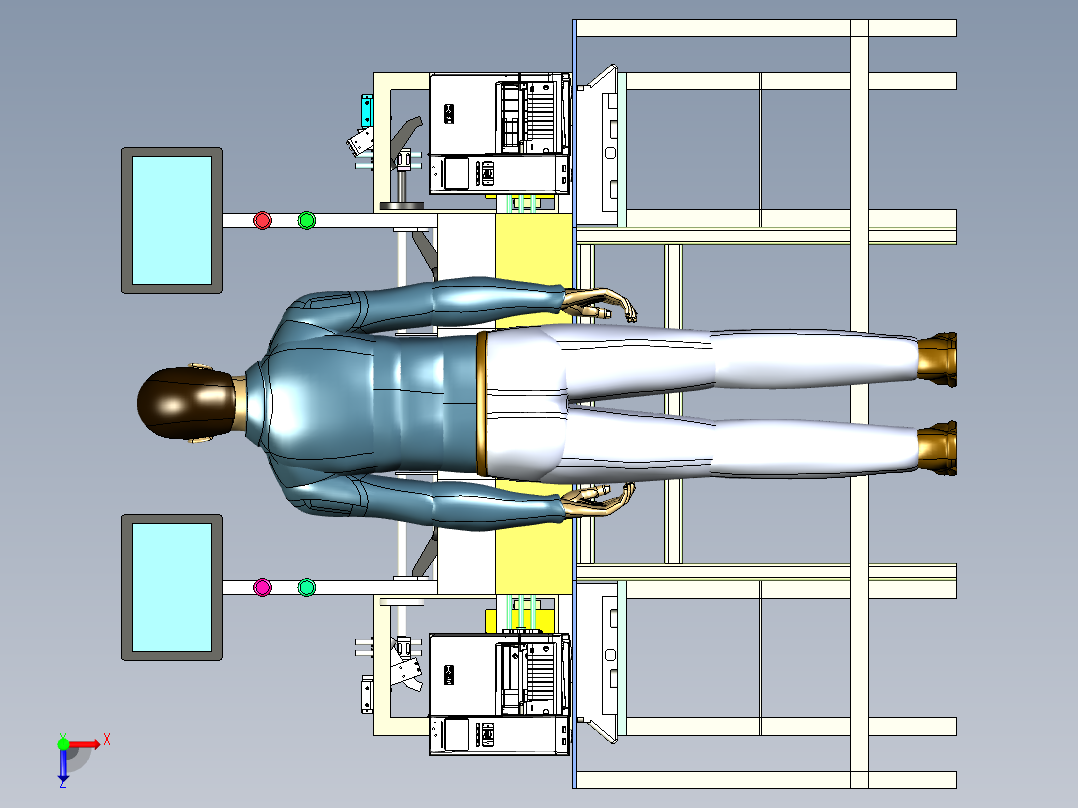 半自动人工装箱设备俯视图