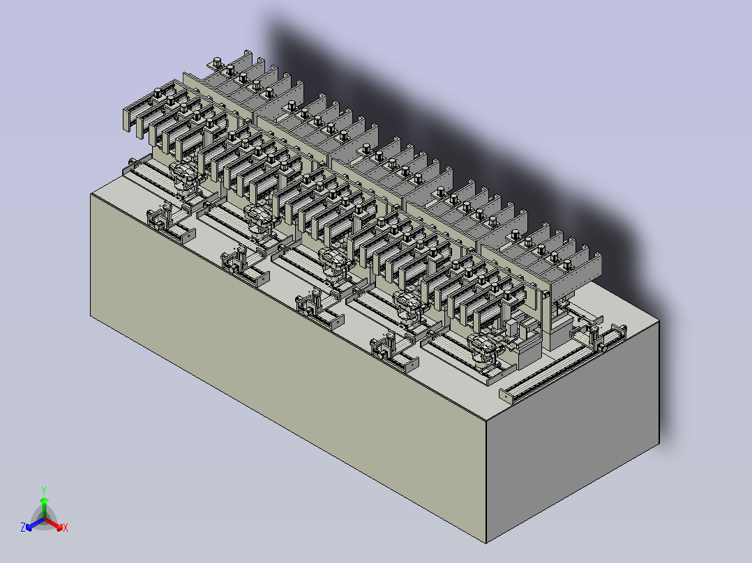 一款多工位移印机（平台）三维模型主视图