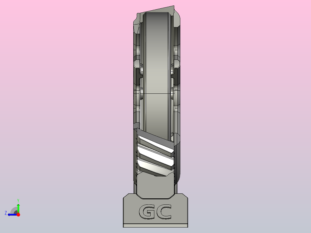 旋转齿轮的奖杯右视图