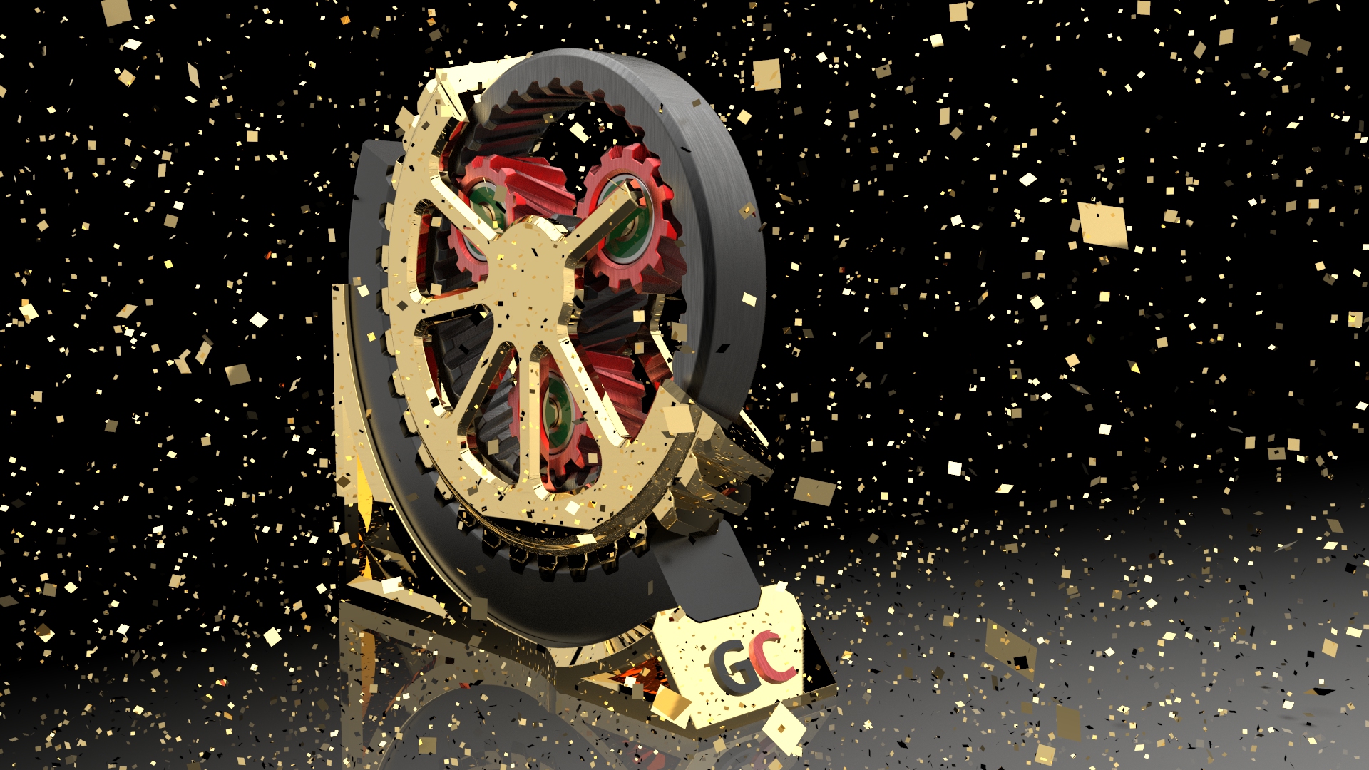 旋转齿轮的奖杯