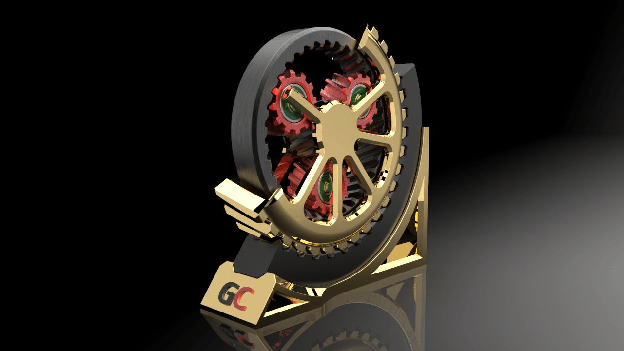 旋转齿轮的奖杯