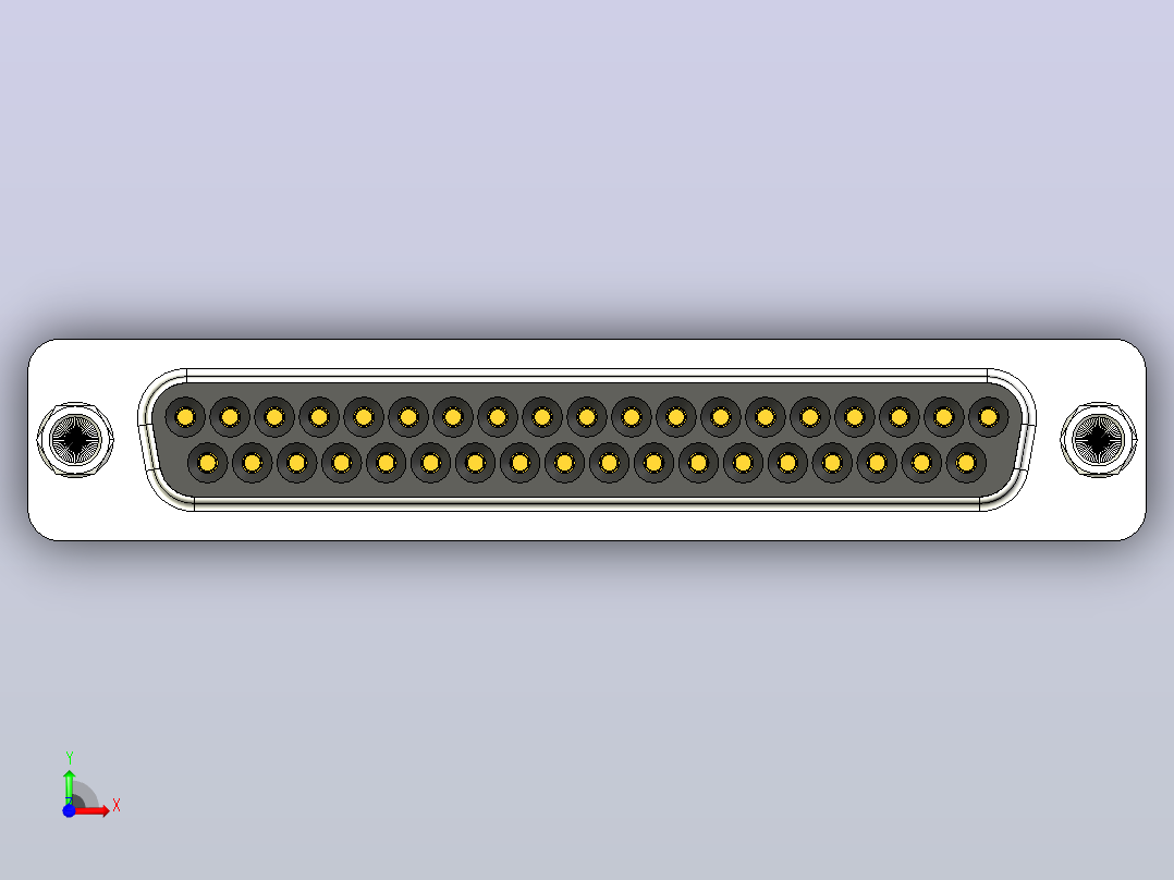 DB 37和DB 9垂直PCB公母连接器前视图