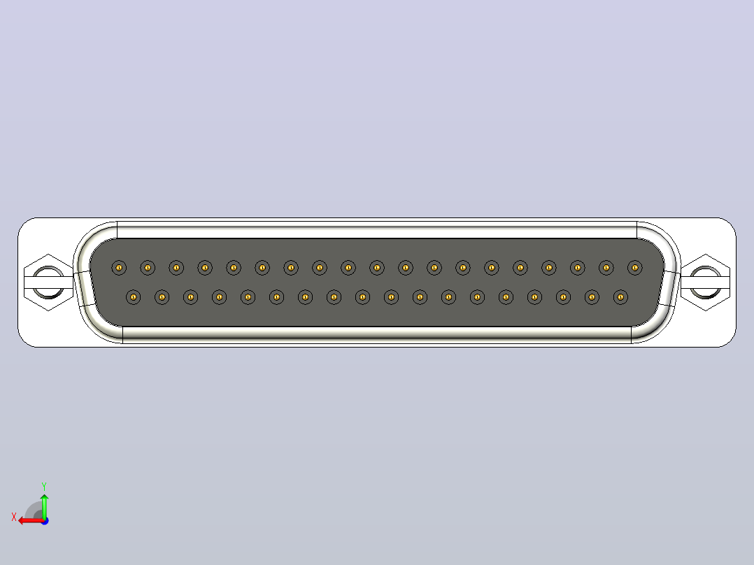 DB 37和DB 9垂直PCB公母连接器后视图