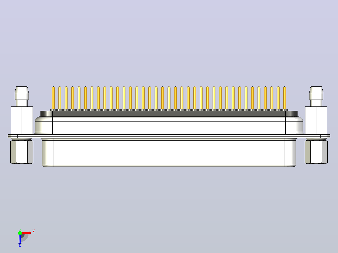 DB 37和DB 9垂直PCB公母连接器俯视图