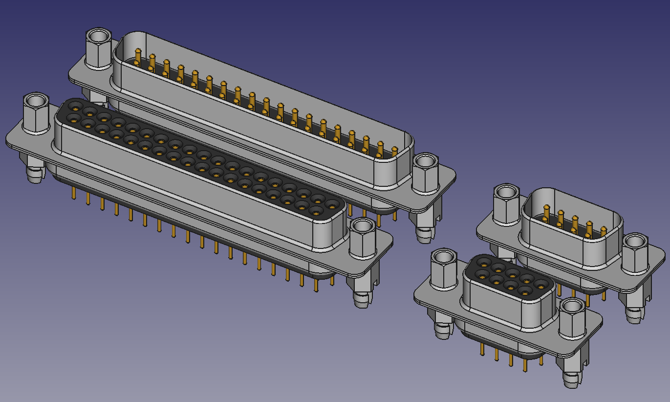 DB 37和DB 9垂直PCB公母连接器