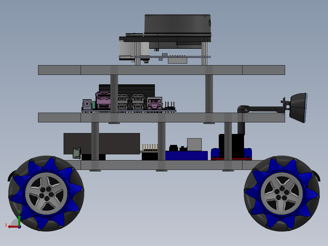 麦克纳姆轮小车sw2020可编辑后视图