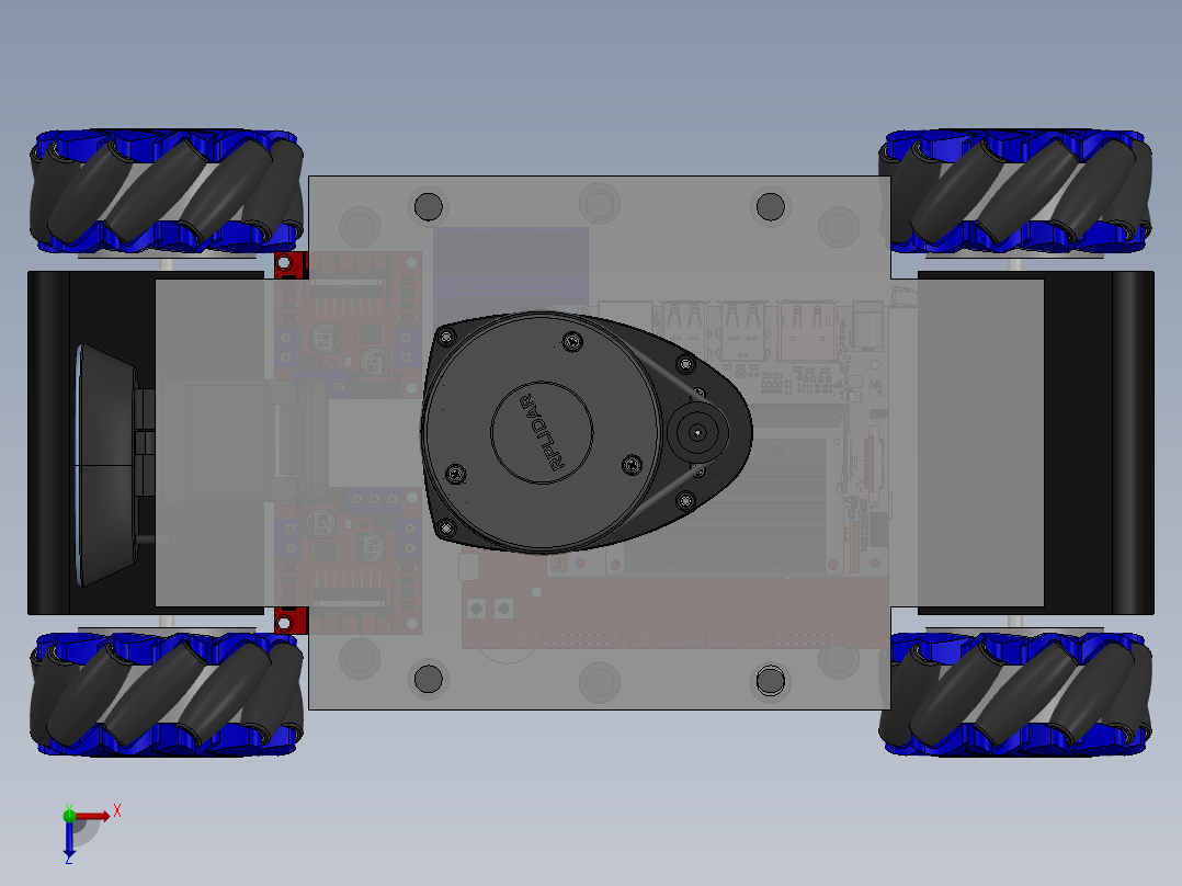 麦克纳姆轮小车sw2020可编辑俯视图