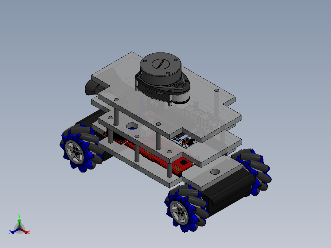 麦克纳姆轮小车sw2020可编辑正等轴测图