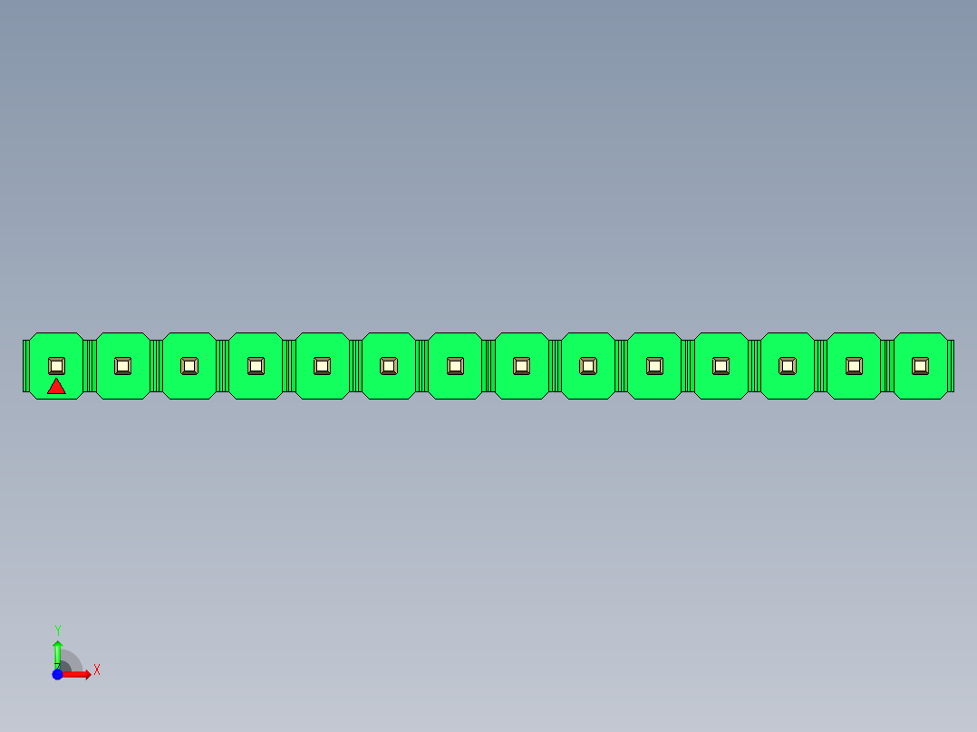 彩色公头100mil（2.54mm）系列-DS1021_green_1x14p_100mil_Type5_rev1.0前视图