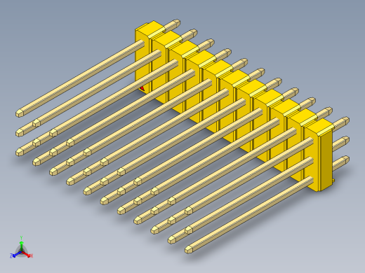 彩色公头100mil（2.54mm）系列-DS1021_yellow_3x11p_100mil_Type19_rev1.0