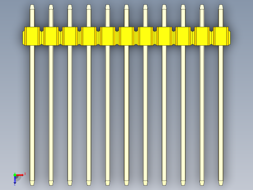 彩色公头100mil（2.54mm）系列-DS1021_yellow_3x11p_100mil_Type19_rev1.0俯视缩略图