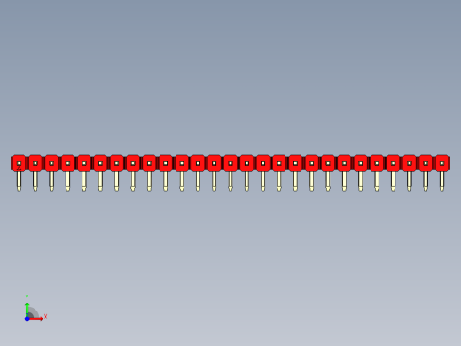 彩色公排针 100mil 2.54mm 系列-DS1022_red_1x27p_100mil_TypeD_rev1.0前视缩略图