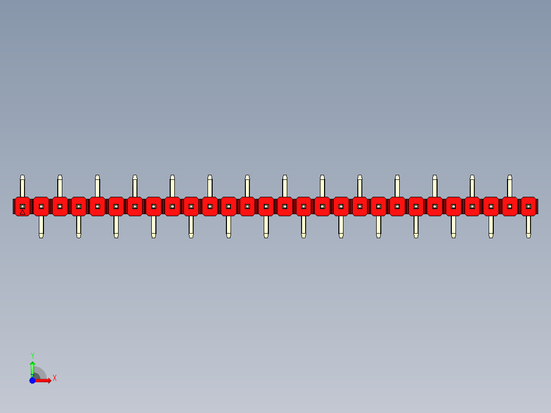 彩色公排针 100mil 2.54mm 系列-DS1022_red_28p_100mil_Type_SMT_R1_rev1.0前视图