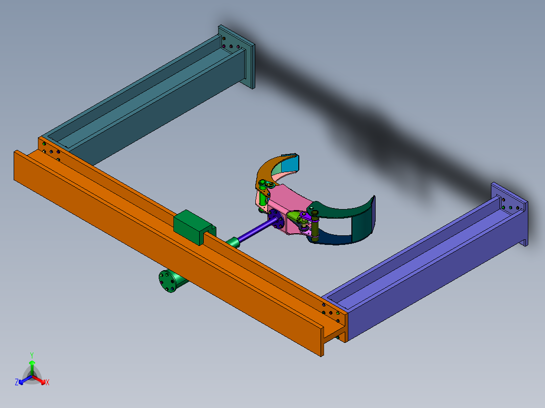 油桶卧式搬运龙门吊正等轴测图