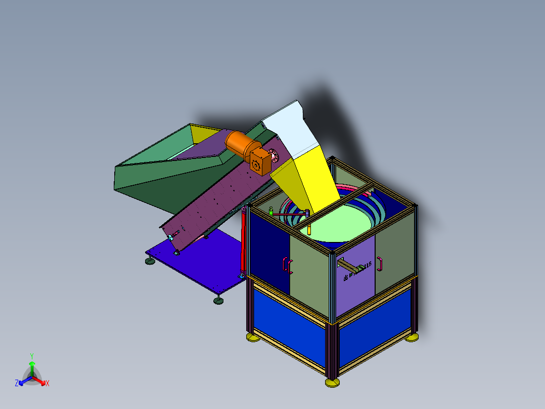 一体式振动盘料仓供料机构正等轴测图