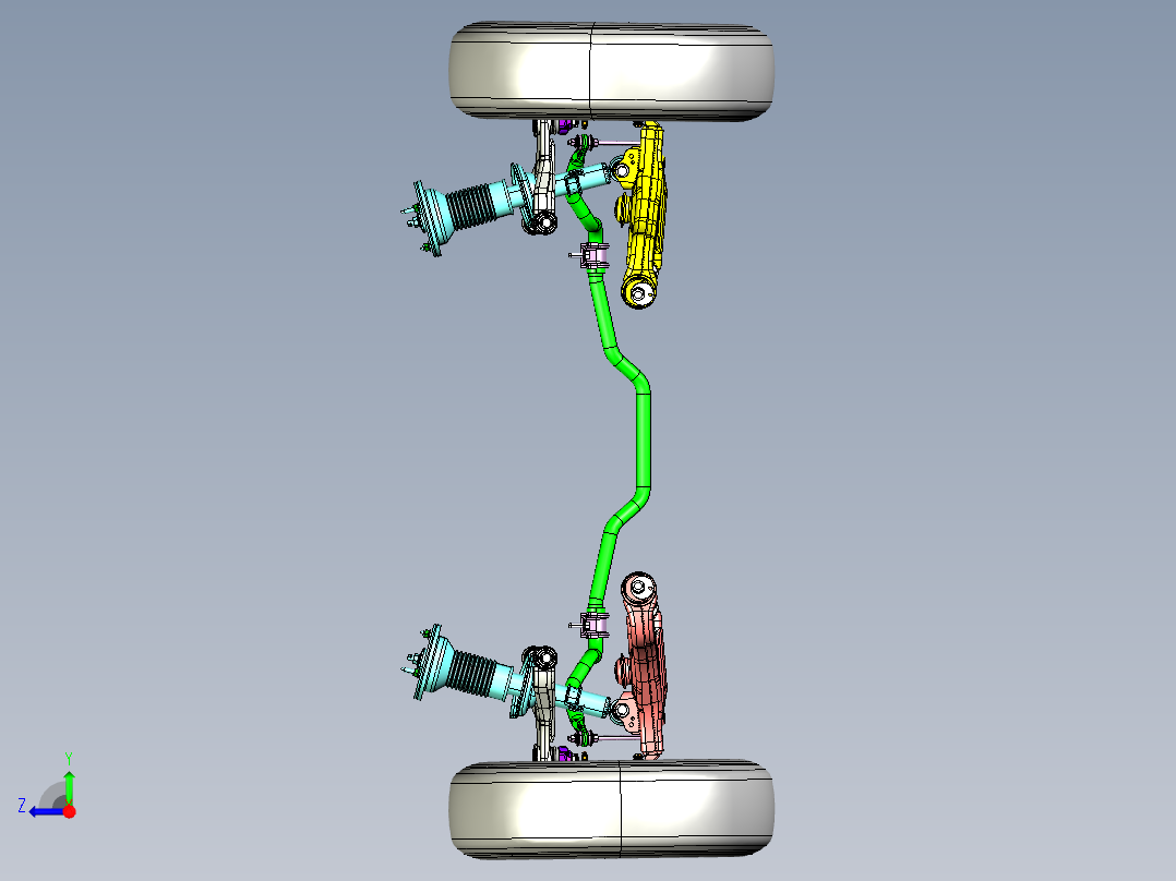 汽车双横臂独立悬架右视图