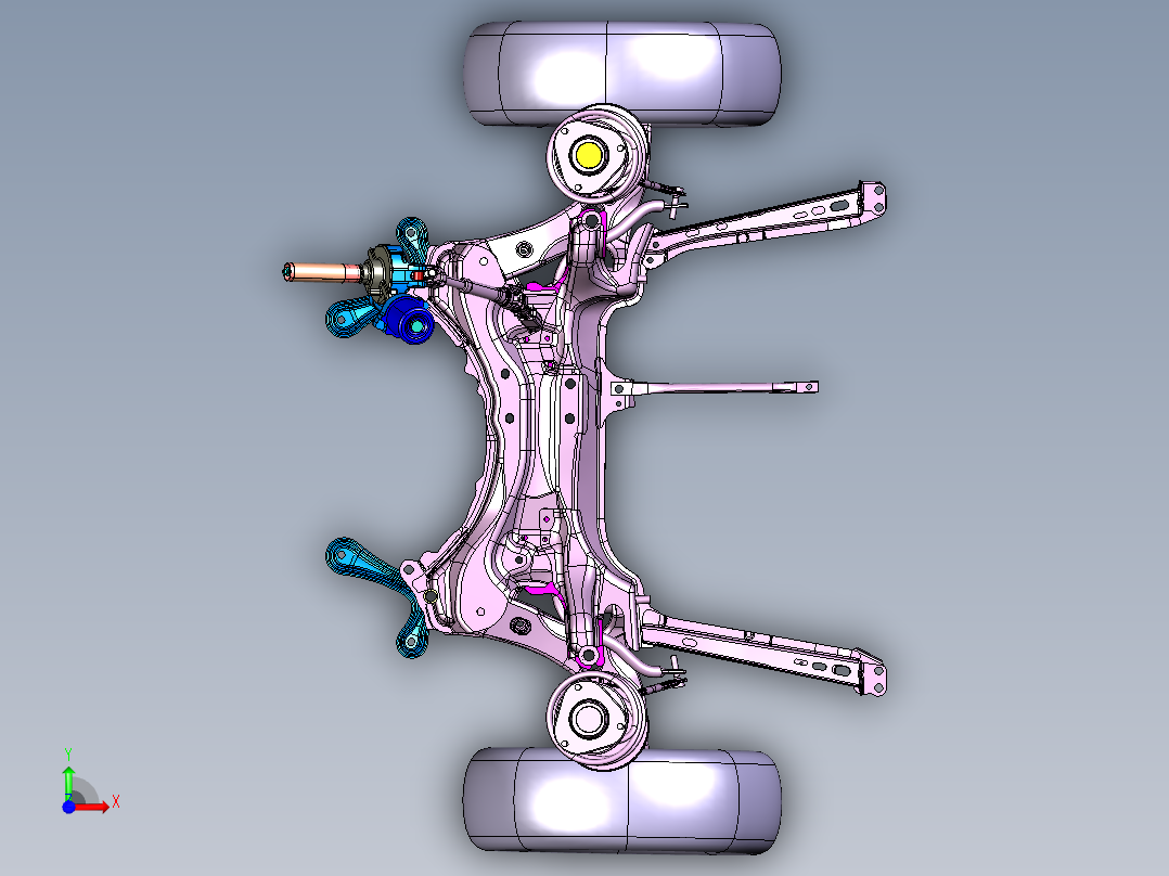 03-轿车前底盘悬挂系统3D图纸 CATIA设计 附STP前视图