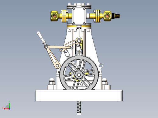 垂直双蒸汽机反向齿轮 斯特林发动机SolidWorks igs 带二维pdf图纸后视缩略图