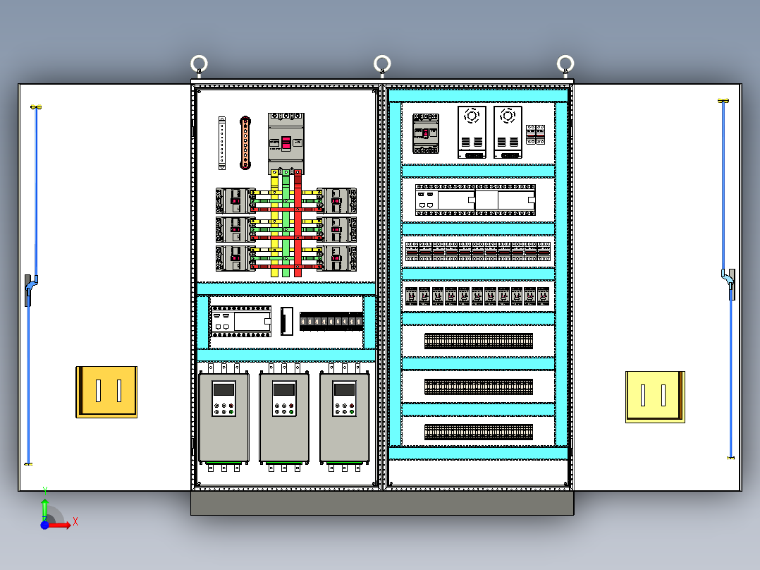 两台控制柜拼装plc柜 58740前视图