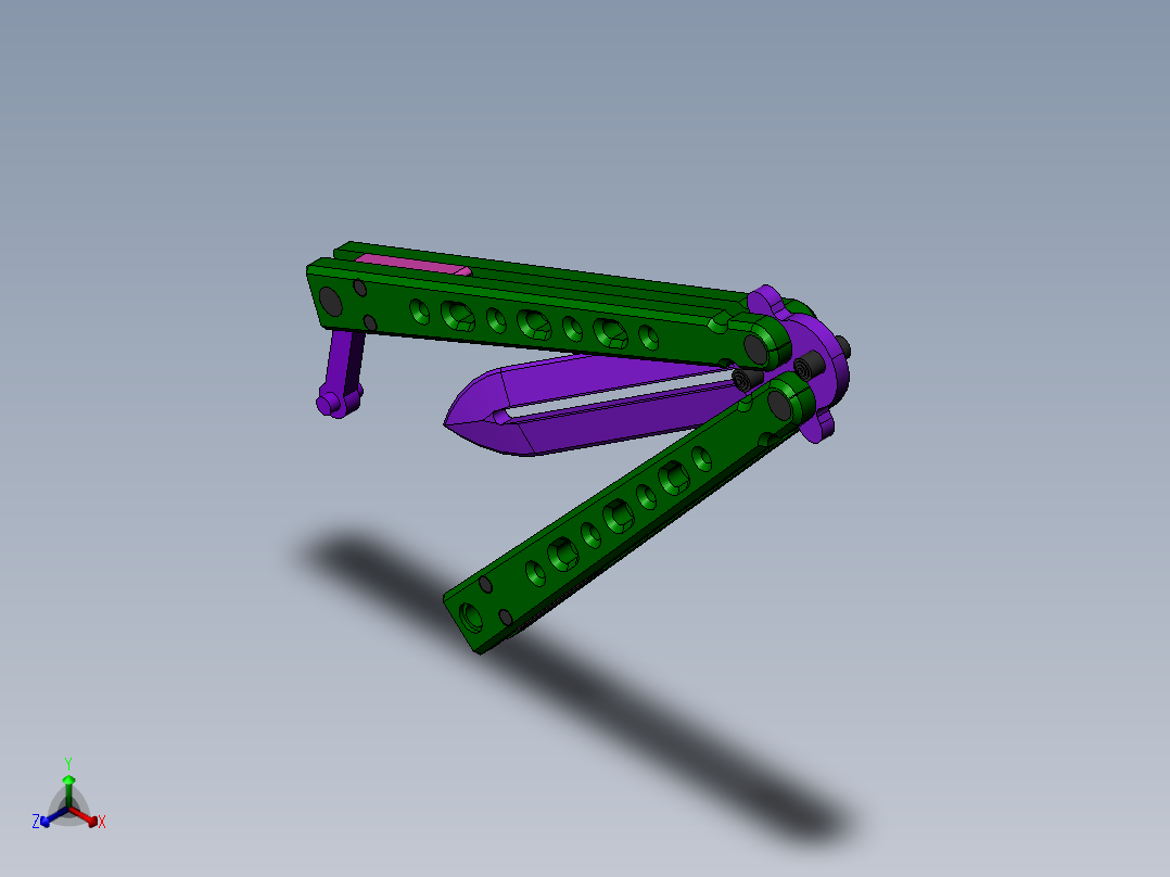折叠刀、刀 (3)正等轴测图