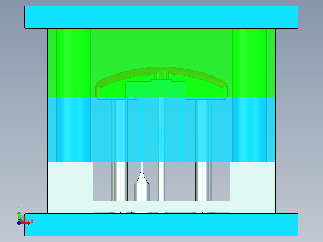 空调盖板零件模具设计前视图