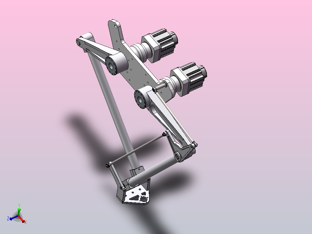 两自由度并联平面机械手机器人主视图