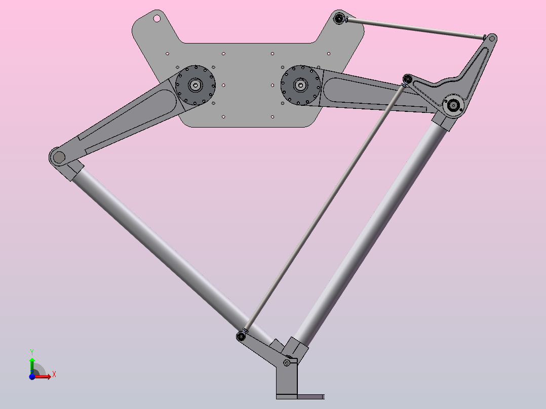 两自由度并联平面机械手机器人前视图