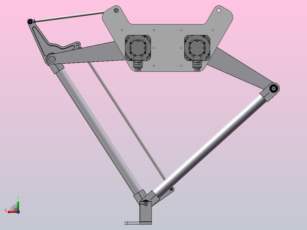 两自由度并联平面机械手机器人后视图