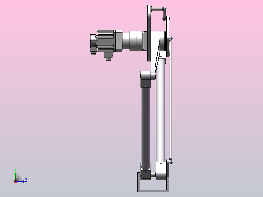两自由度并联平面机械手机器人左视图