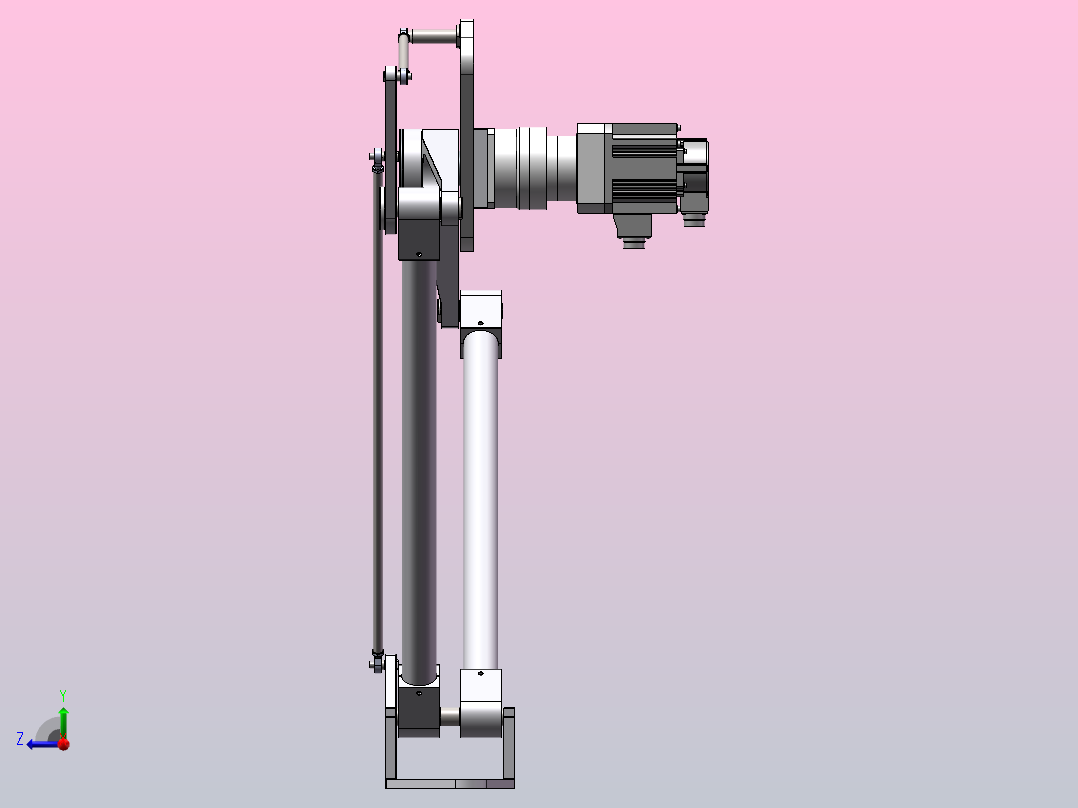 两自由度并联平面机械手机器人右视图