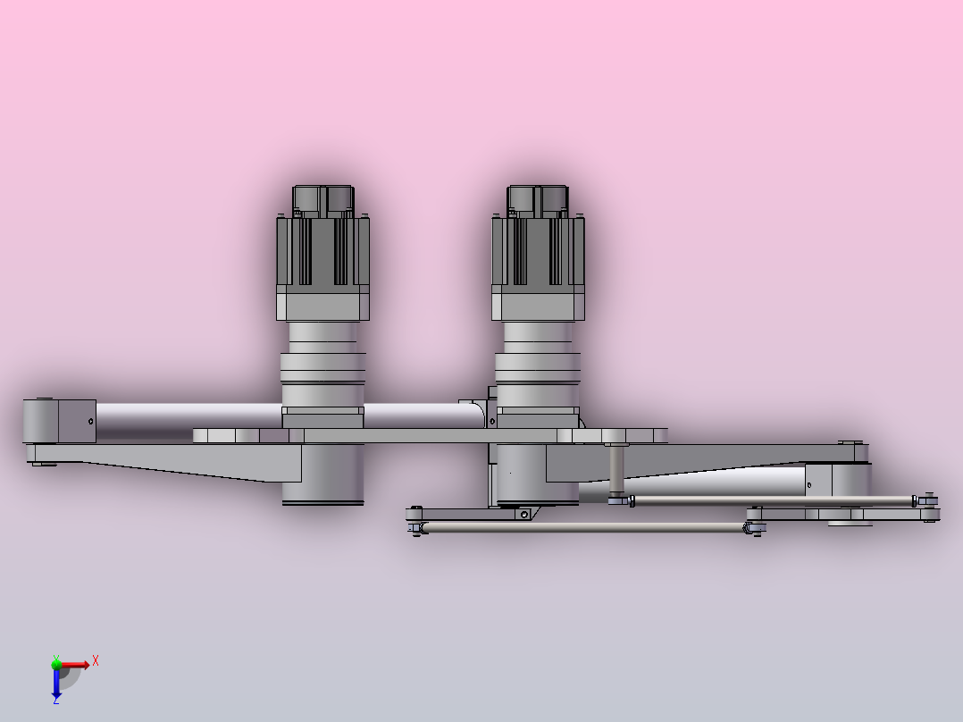 两自由度并联平面机械手机器人俯视图