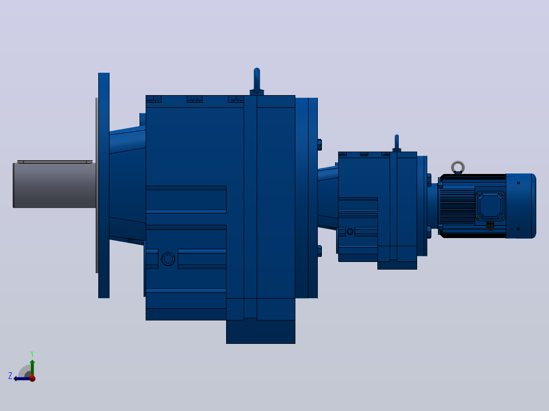 RF137R77法兰轴伸式组合型斜齿轮减速机RF137R77-Y0.18-4P-63-M1-0°-Φ550右视图