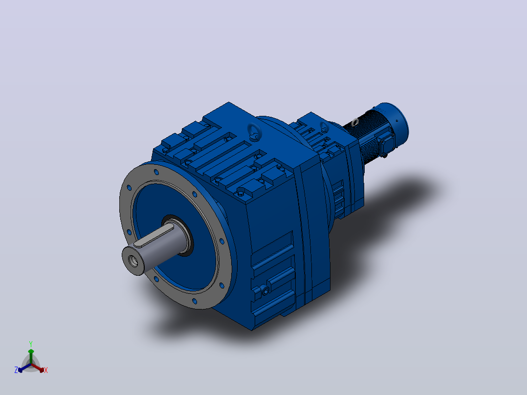 RF137R77法兰轴伸式组合型斜齿轮减速机RF137R77-Y0.18-4P-63-M1-0°-Φ550正等轴测图