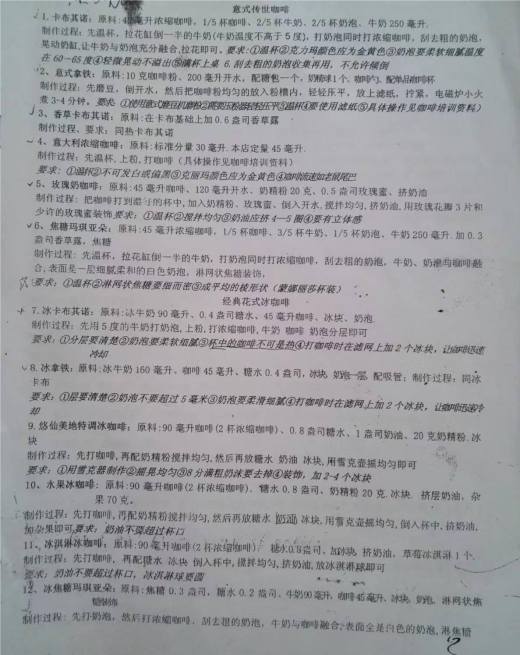 吧台饮品配方