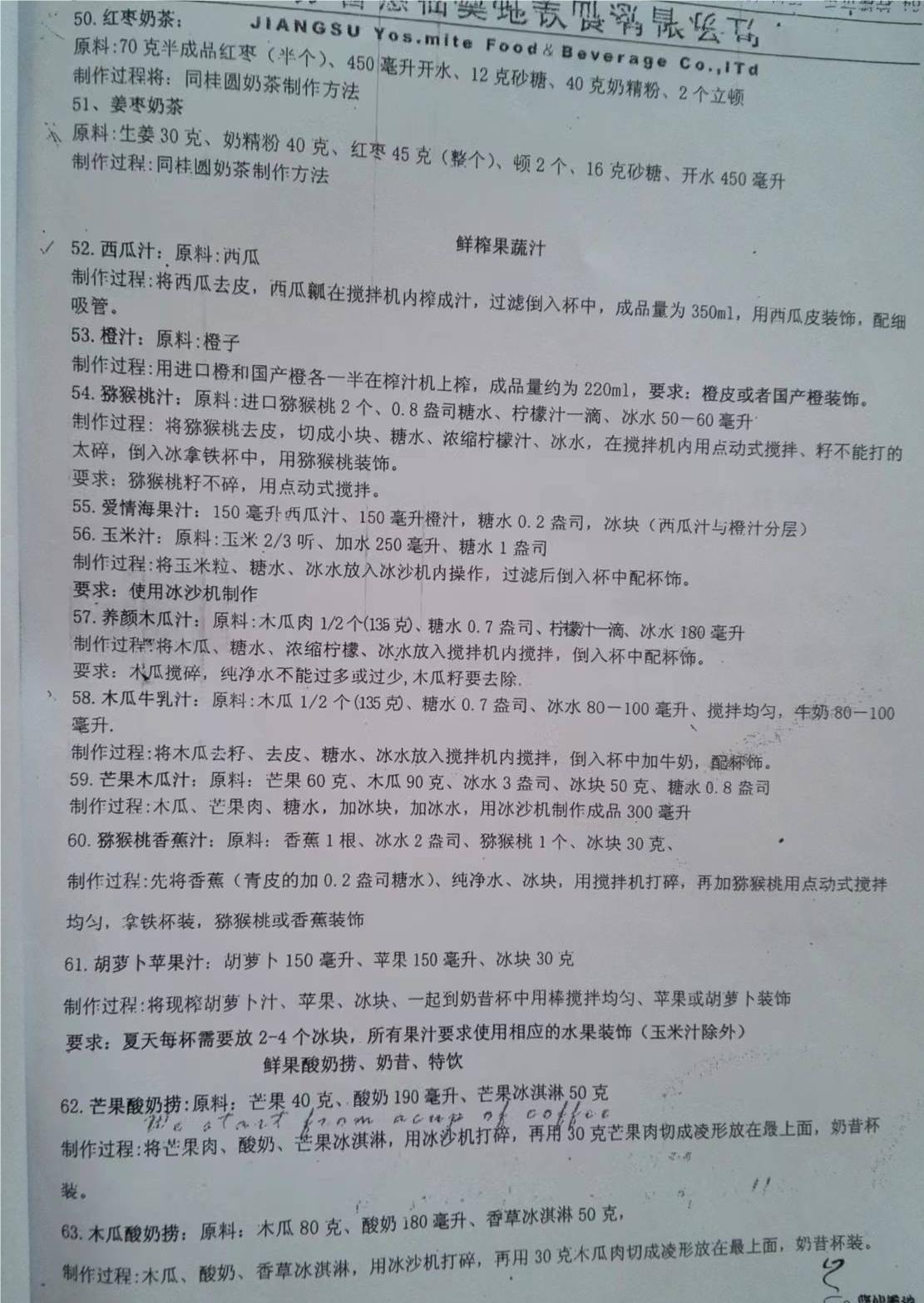 吧台饮品配方