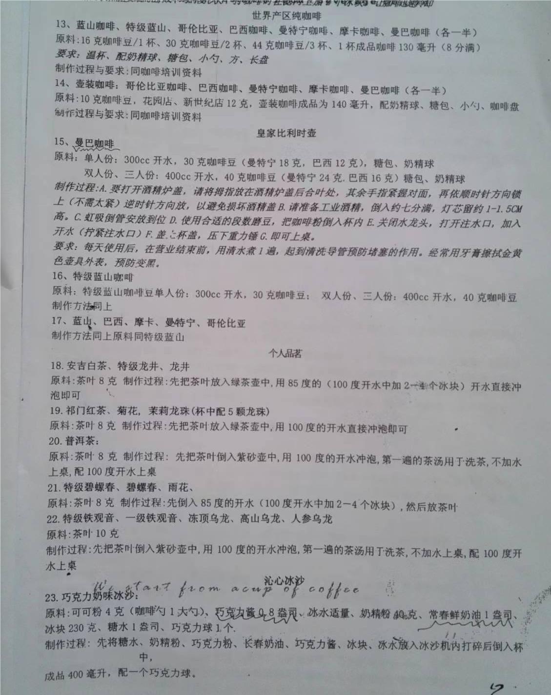 吧台饮品配方