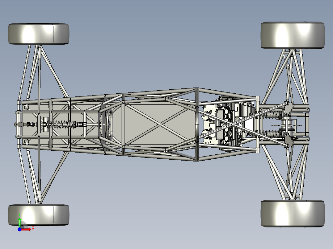 方程式赛车底盘3D模型前视图
