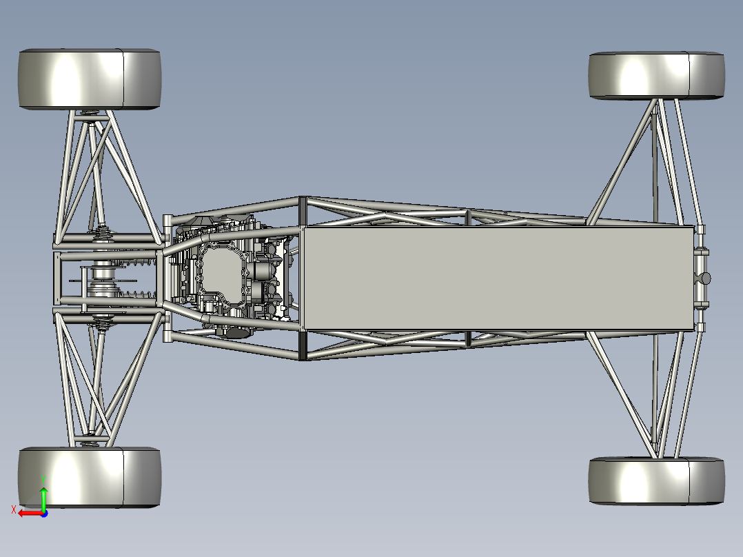 方程式赛车底盘3D模型后视图