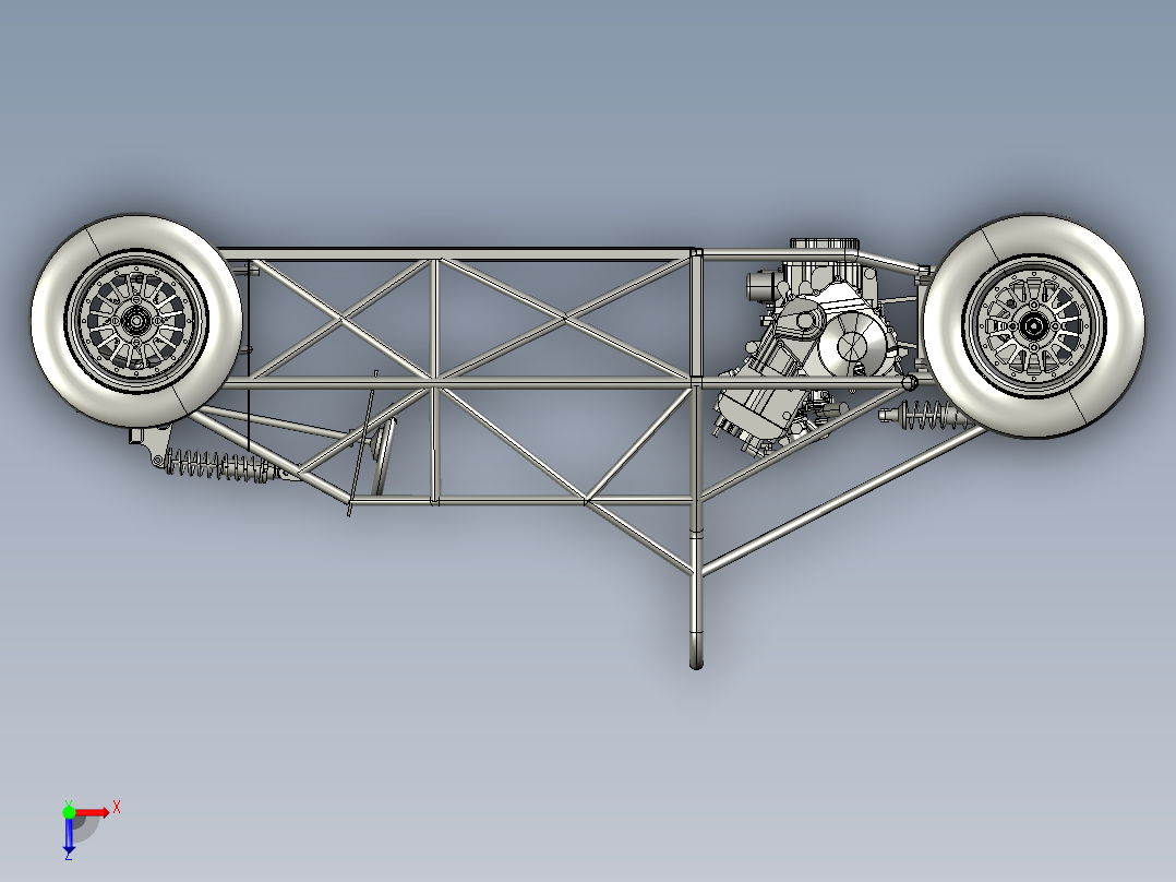 方程式赛车底盘3D模型俯视图