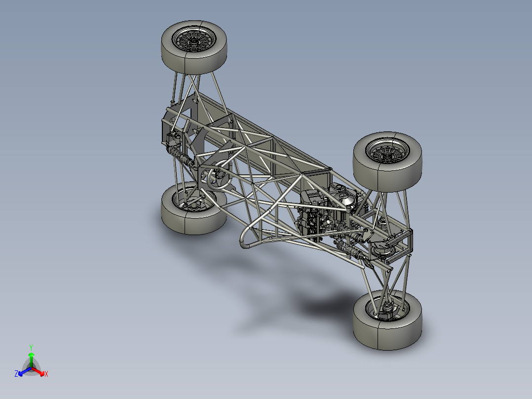 方程式赛车底盘3D模型正等轴测图